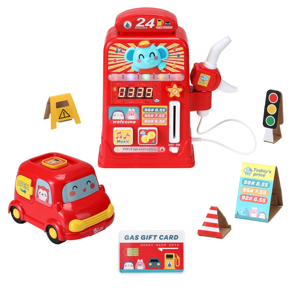 Keezi Kids Gas Petrol Station Pumper Pretend Play Toys Car Music Card Playset PLAY-PUMPER-RD