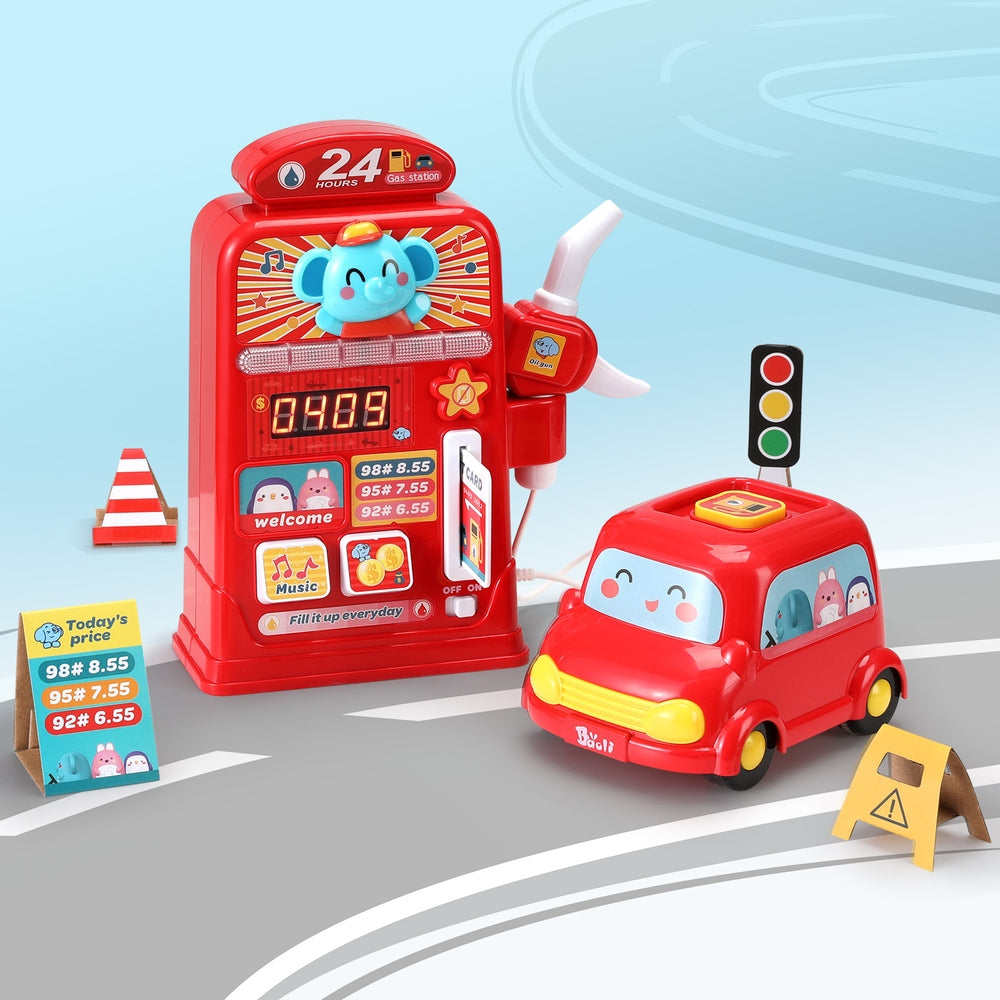 Keezi Kids Gas Petrol Station Pumper Pretend Play Toys Car Music Card Playset PLAY-PUMPER-RD