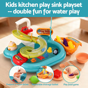 Keezi Kids Pretend Play Kitchen Sink with Faucet Floating Fishing Toys Play food PLAY-SINK-GN