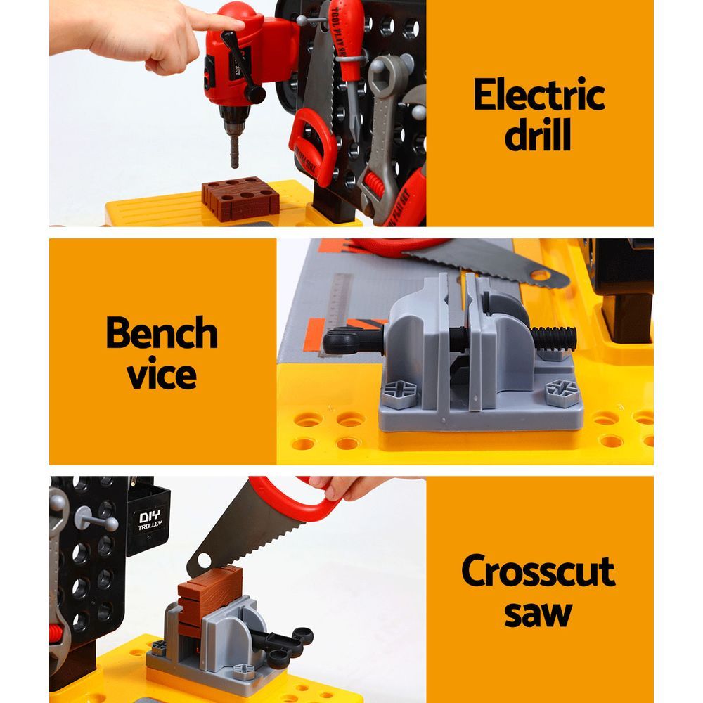 Keezi Kids Pretend Workbench DIY Tools 54 Piece Children Role Play Toys Black PLAY-TOOL-54PCS