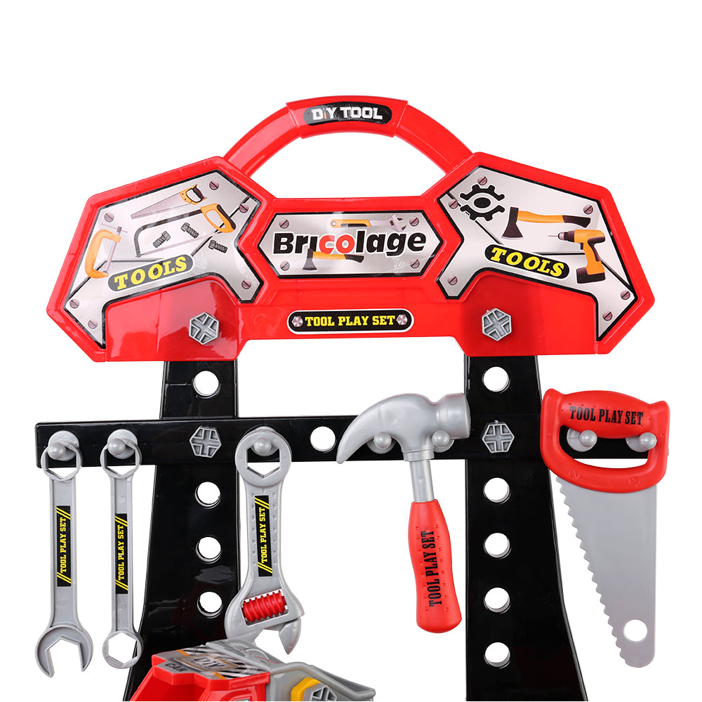 Keezi Kids Pretend Workbench DIY Tools 97 Piece Children Role Play Toys Red PLAY-TOOL-RD