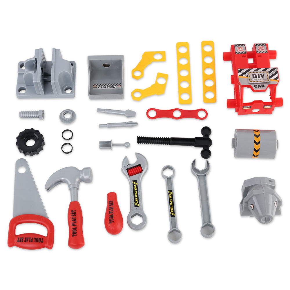 Keezi Kids Pretend Workbench DIY Tools 97 Piece Children Role Play Toys Red PLAY-TOOL-RD