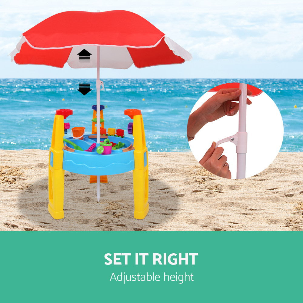 Keezi Kids Sandpit Pretend Play Set Water Sand Table Children Outdoor Toy Umbrella PLAY-UMBRELLA-BU