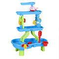 Keezi Kids Sand and Water Table 4-Tier Waterfall Sandpit Toys Beach Shovel PLAY-WATER-4LVL-BU