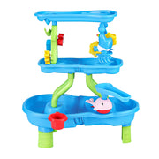Keezi Kids Sand and Water Table 4-Tier Waterfall Sandpit Toys Beach Shovel PLAY-WATER-4LVL-BU