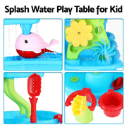 Keezi Kids Sand and Water Table 4-Tier Waterfall Sandpit Toys Beach Shovel PLAY-WATER-4LVL-BU