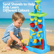 Keezi Kids Sand and Water Table Waterfall Wall Sandpit Toys Beach Shovel PLAY-WATER-DLWALL-BU