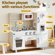 Keezi Kids Kitchen Play Set Wooden Pretend Toys Cooking Children Clock Beige PLAY-WOOD-CLOCK-BE