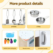 Keezi Kids Kitchen Play Set Wooden Pretend Toys Cooking Children Clock Beige PLAY-WOOD-CLOCK-BE