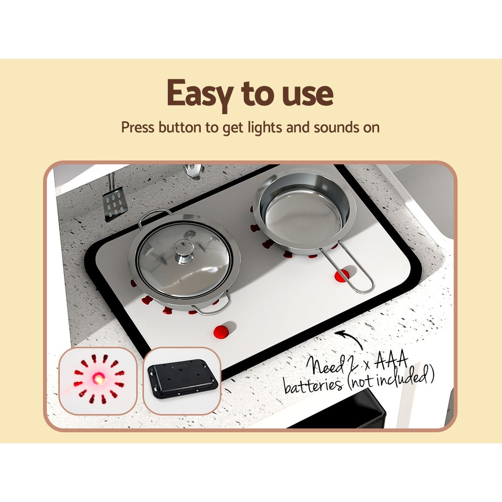 Keezi Kids Kitchen Play Set Wooden Pretend Toy Children Cooking Cookware Utensil PLAY-WOOD-COFFEE-WH