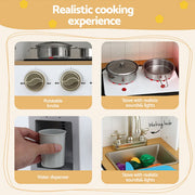 Keezi Kids Kitchen Play Set Wooden Pretend Toys Cooking Children Storage Golden PLAY-WOOD-DISPENSER-GD