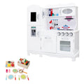 Keezi Kids Kitchen Play Set Wooden Pretend Toys Cooking Children Food White PLAY-WOOD-DISPENSER3IN1-B-WH