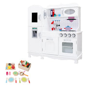 Keezi Kids Kitchen Play Set Wooden Pretend Toys Cooking Children Food White PLAY-WOOD-DISPENSER3IN1-B-WH