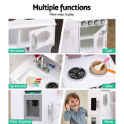 Keezi Kids Kitchen Play Set Wooden Pretend Toys Cooking Children Food White PLAY-WOOD-DISPENSER3IN1-B-WH