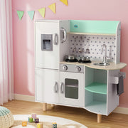 Keezi Kids Wooden Pretend Kitchen Play Sets Cooking Toys Oven Fridge 85CM Green PLAY-WOOD-FRIDGE-GN