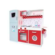 Keezi Kids Kitchen Play Set Wooden Pretend Toys Cooking Children Fridge Oven Red PLAY-WOOD-FRIDGE-PINK