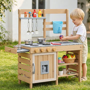Keezi Kids Kitchen Playset Wooden Play Kitchen Mud Kitchen Toy Kitchen 95cm Tall PLAY-WOOD-POT-SINK