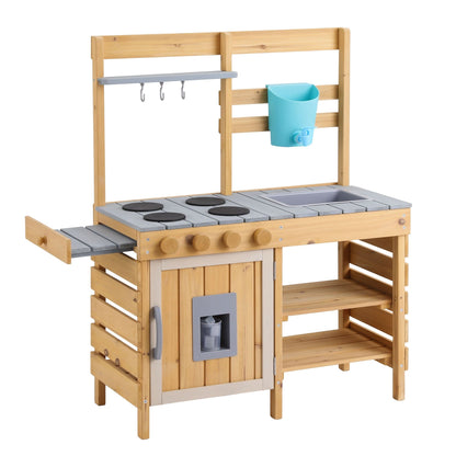 Keezi Kids Kitchen Playset Wooden Play Kitchen Mud Kitchen Toy Kitchen 95cm Tall PLAY-WOOD-POT-SINK