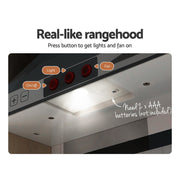 Keezi Kids Kitchen Play Set Wooden Pretend Toys Cooking Children Cookware Sink PLAY-WOOD-RANGEHOOD-WH