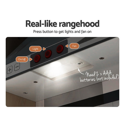 Keezi Kids Kitchen Play Set Wooden Pretend Toys Cooking Children Cookware Sink PLAY-WOOD-RANGEHOOD-WH