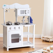 Keezi Kids Kitchen Play Set Wooden Pretend Toys Cooking Children Cookware Food PLAY-WOOD-STAND-WH