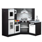 Keezi Kids Kitchen Play Set Wooden Pretend Cooking Playset w/Sounds Lights Black PLAY-WOOD-TAP-BK