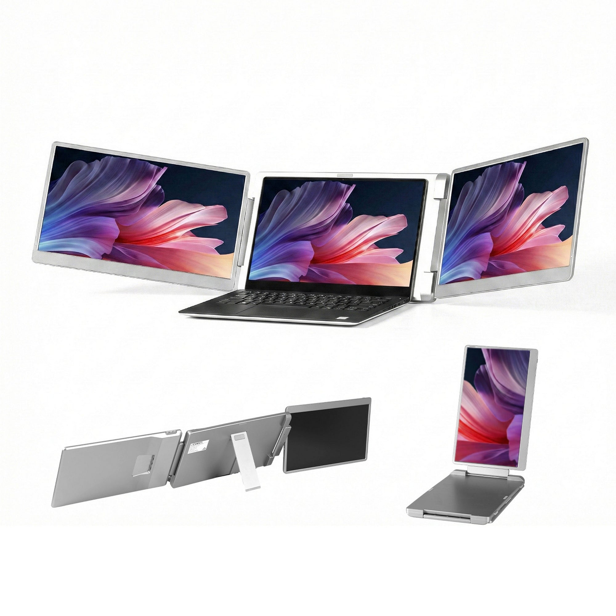 Devanti Triple Portable Monitor Laptop Screen Extender 15.6" Dual Display FHD IPS PM-S10-SI