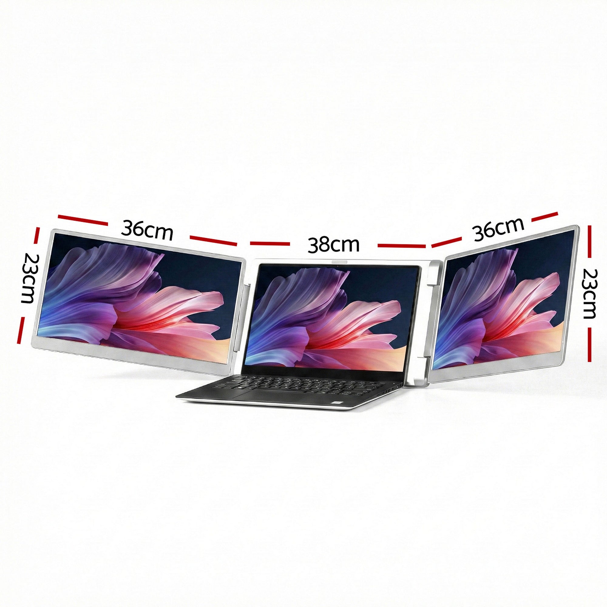 Devanti Triple Portable Monitor Laptop Screen Extender 15.6" Dual Display FHD IPS PM-S10-SI