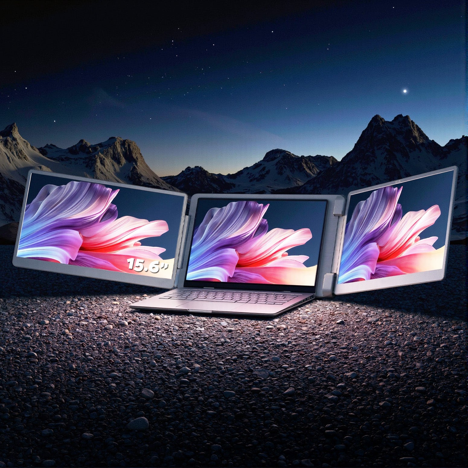 Devanti Triple Portable Monitor Laptop Screen Extender 15.6" Dual Display FHD IPS PM-S10-SI