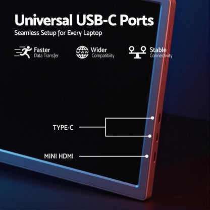 Devanti Portable Monitor Laptop Screen Extender Dual Display 1080P IPS USB C PM-S14-SI