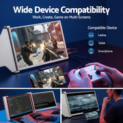 Devanti Portable Monitor Laptop Screen Extender Dual Display 1080P IPS USB C PM-S14-SI