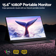 Devanti 15.6 Inch Portable Monitor FHD 1080P IPS USB-C HDMI Gaming Laptop Screen PM-S6-BK