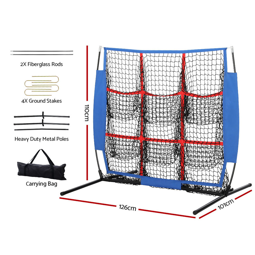 Everfit Soccer Net Baseball Pitching Football Goal Training Aid 9 Target Zone PN-B025-BL