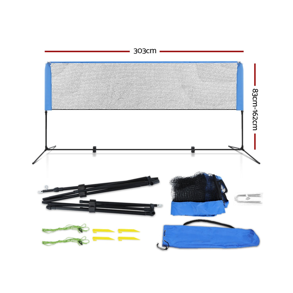 Everfit 3m Badminton Tennis Net Portable Volleyball Kit Adjustable Height PN-M001-3M-BL