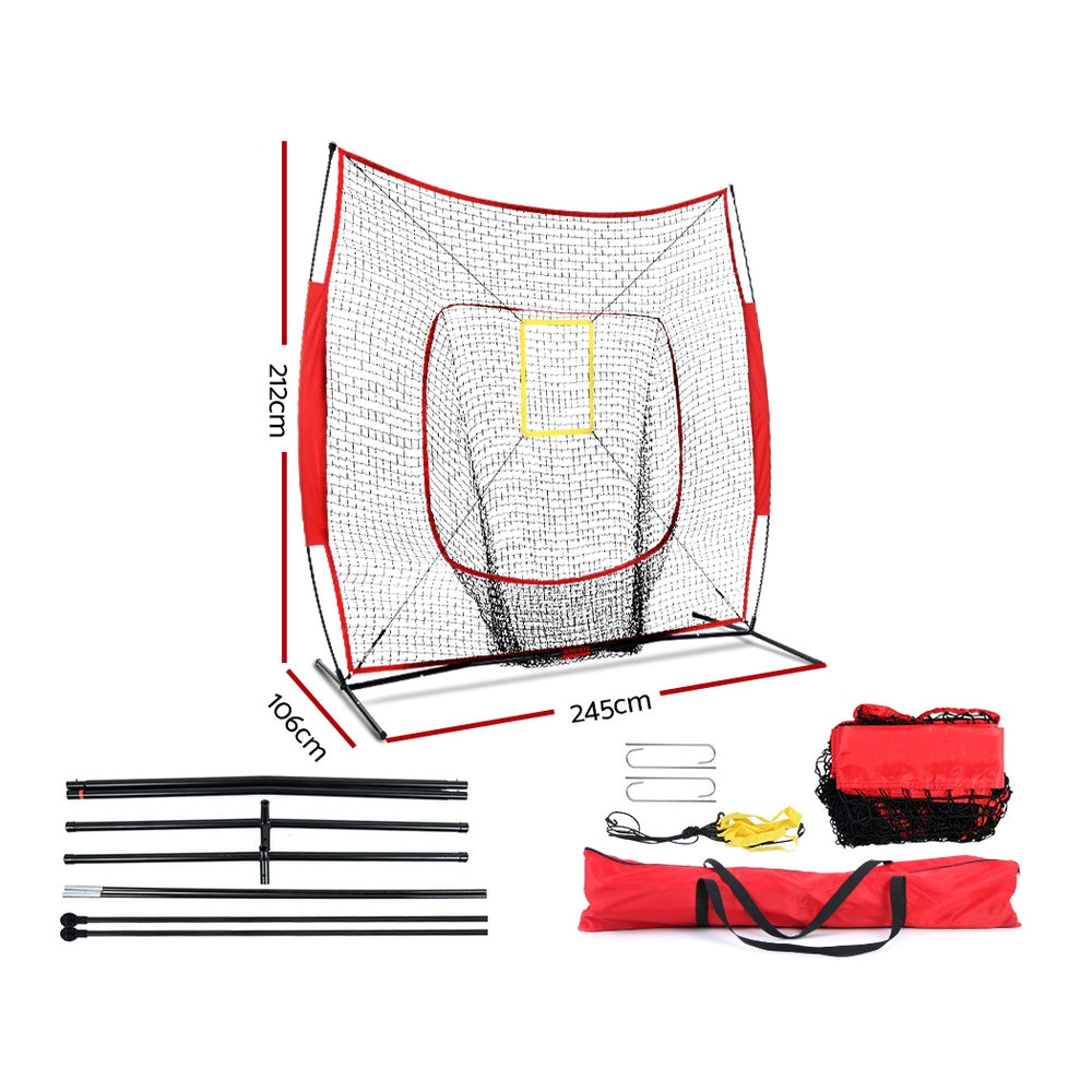 Everfit 7ft Baseball Net Pitching Kit with Stand Softball Training Aid Sports PN-R010-RD