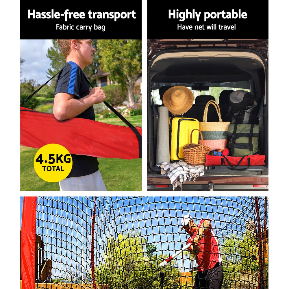 Everfit 7ft Baseball Net Pitching Kit with Stand Softball Training Aid Sports PN-R010-RD