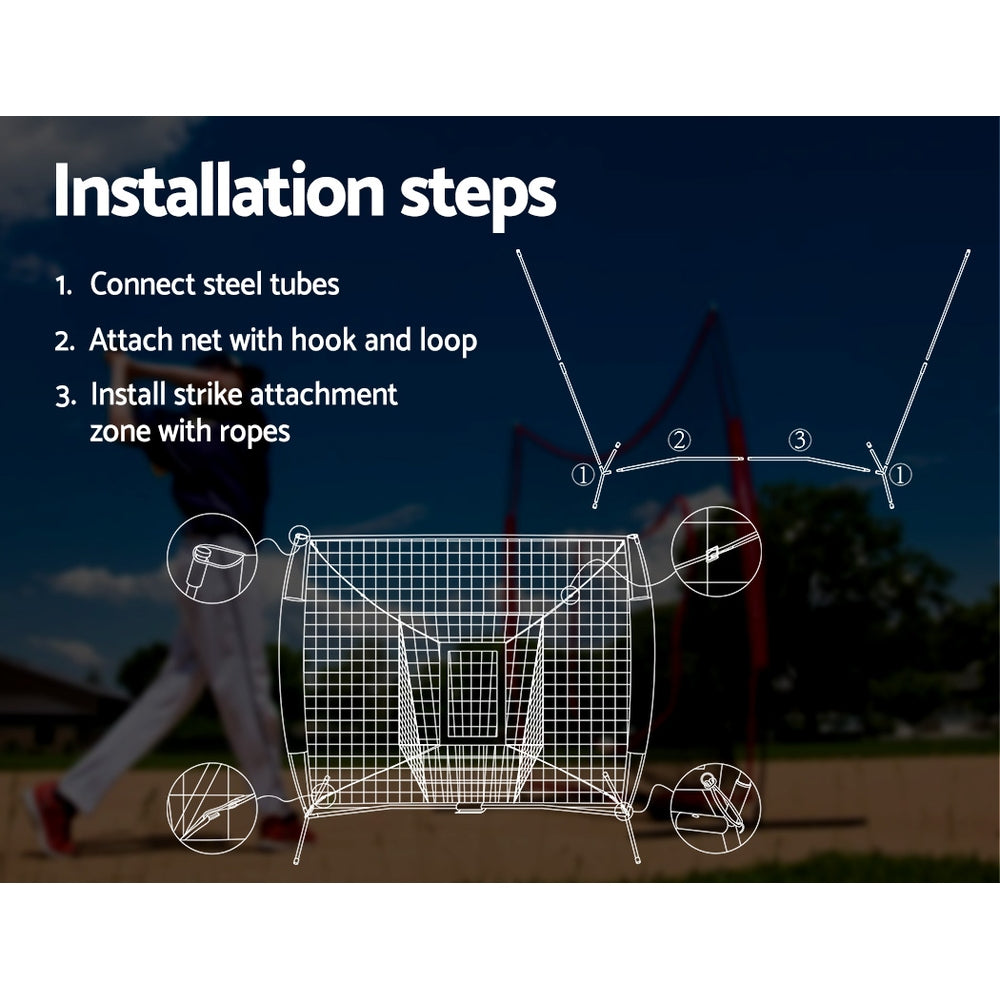 Everfit 7ft Baseball Net Pitching Kit with Stand Softball Training Aid Sports PN-R010-RD
