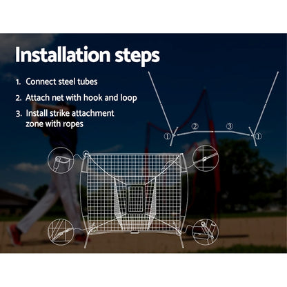 Everfit 7ft Baseball Net Pitching Kit with Stand Softball Training Aid Sports PN-R010-RD