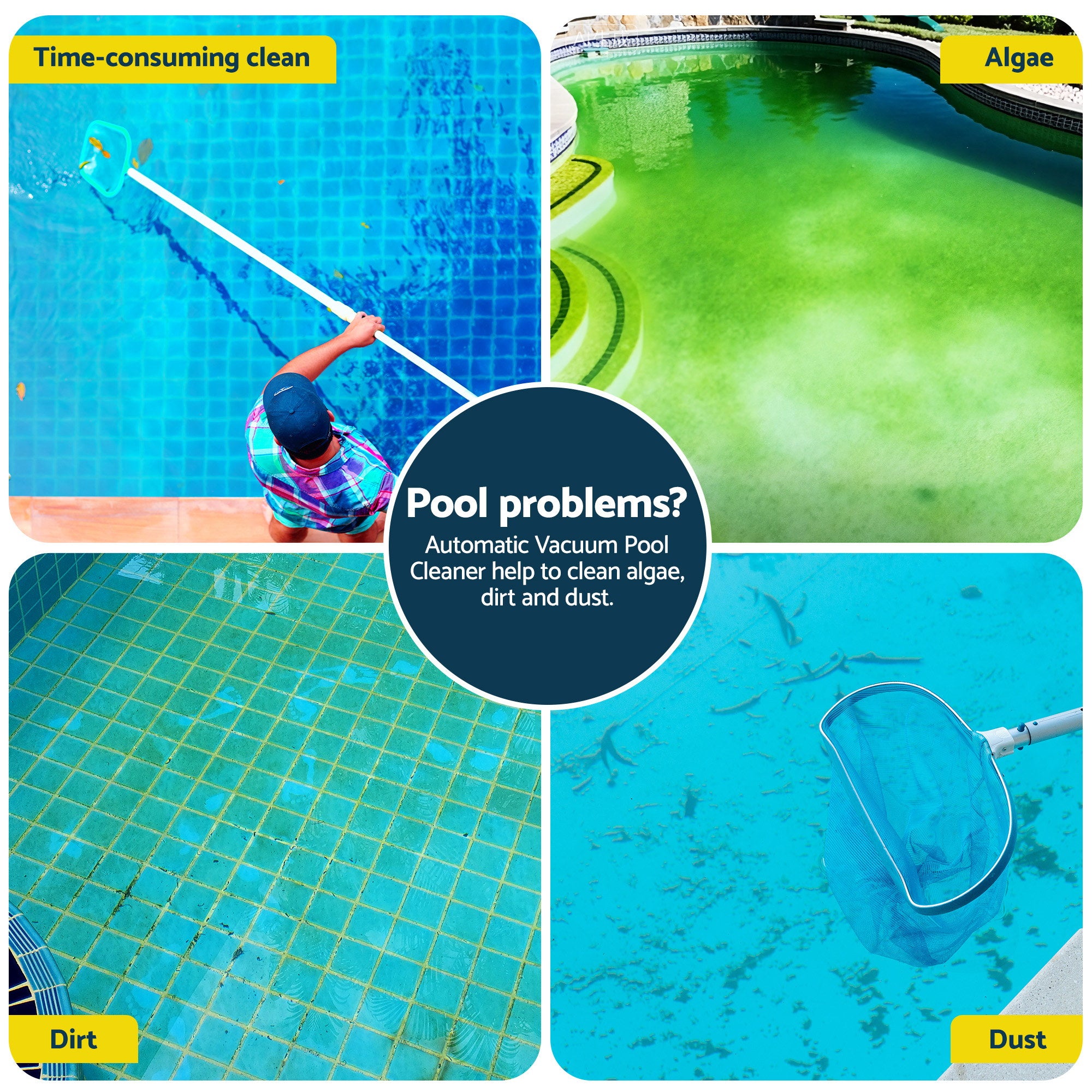 Aqua Buddy Vacuum Pool Cleaner Automatic Swimming Pool Floor Climb Wall Grey PO-CL-P1805-GY