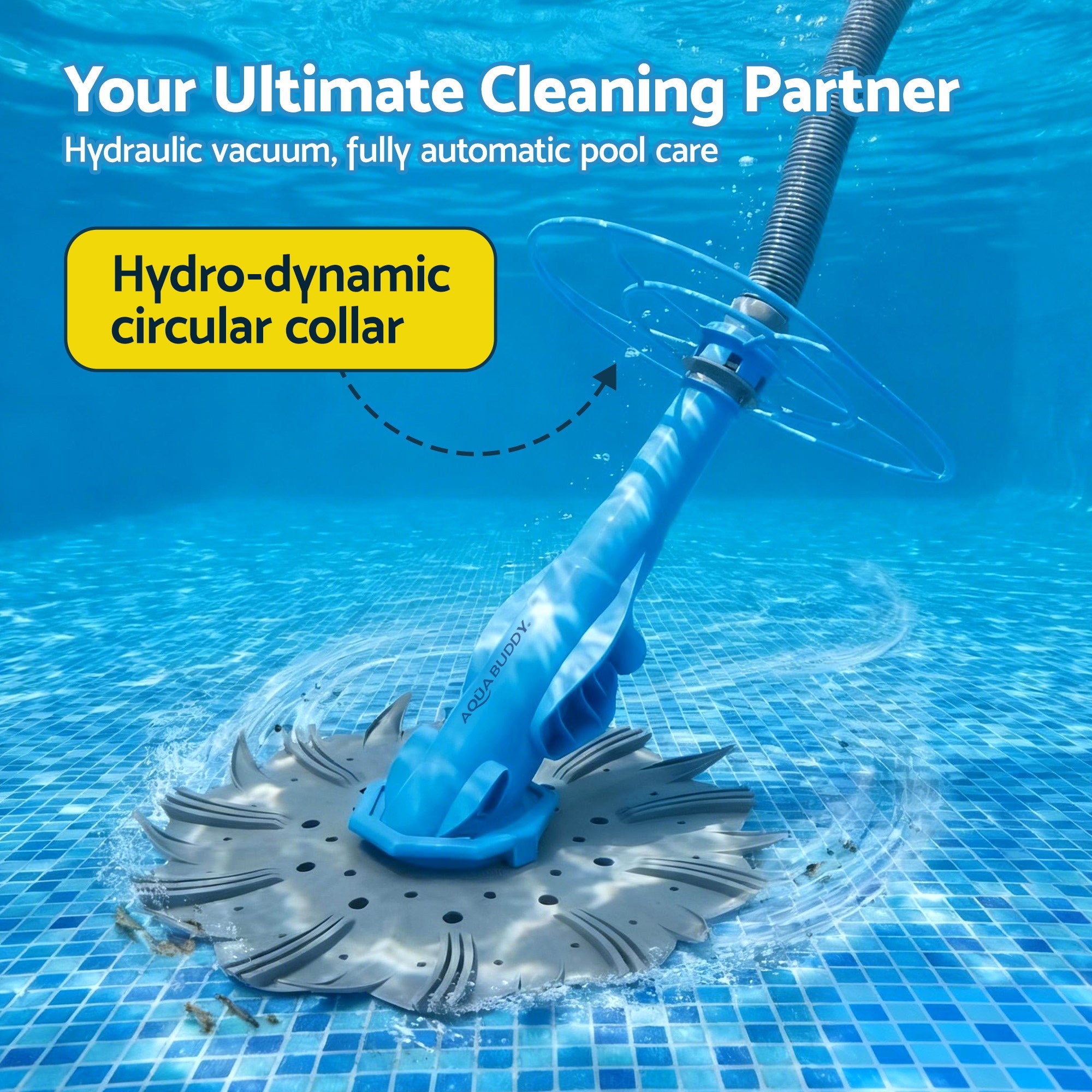 Aqua Buddy Vacuum Pool Cleaner Automatic Swimming Pool Floor Climb Wall Grey PO-CL-P1805-GY