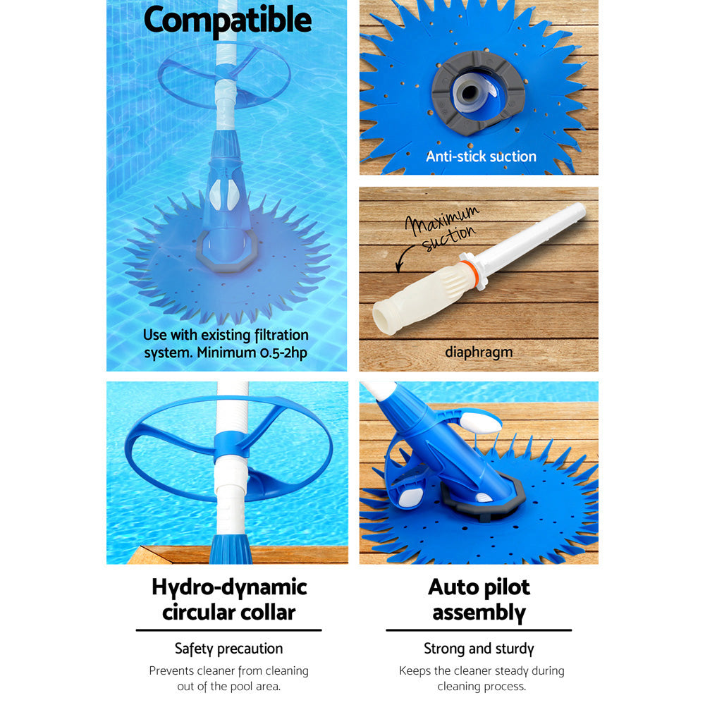 Aqua Buddy Pool Cleaner Automatic Vacuum Swimming Floor Climb Wall Pool 10M Hose PO-CL-ROUND-DIA