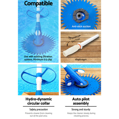 Aqua Buddy Pool Cleaner Automatic Vacuum Swimming Floor Climb Wall Pool 10M Hose PO-CL-ROUND-DIA