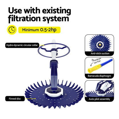Aqua Buddy Pool Cleaner Automatic Vacuum Floor Climb Suction Swimming Hose 10M PO-CL-S3-BUWH-DIA