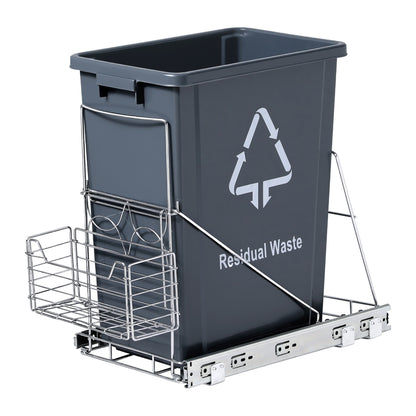 Cefito Pull Out Bin Kitchen Cabinet Slide Garbage Rubbish Bins Basket 40L Grey POT-BIN-40L-GY