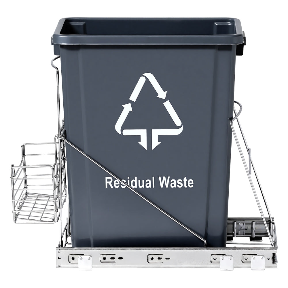 Cefito Pull Out Bin Kitchen Cabinet Slide Garbage Rubbish Bins Basket 40L Grey POT-BIN-40L-GY
