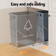 Cefito Pull Out Bin Kitchen Cabinet Slide Garbage Rubbish Bins Basket 40L Grey POT-BIN-40L-GY