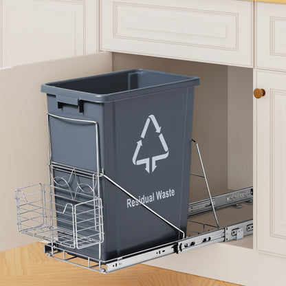 Cefito Pull Out Bin Kitchen Cabinet Slide Garbage Rubbish Bins Basket 40L Grey POT-BIN-40L-GY