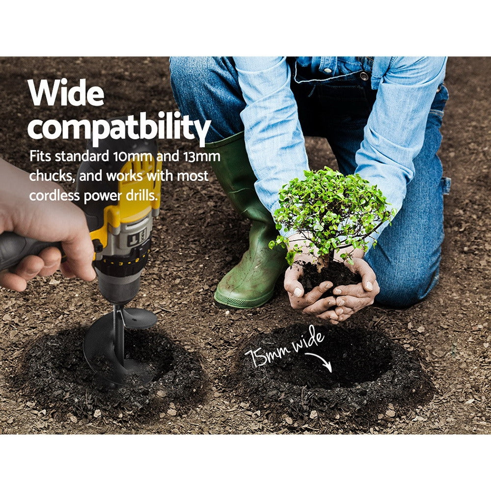 GIANTZ Power Garden Auger Small Earth Planter 75 X 600MM Black PP-10-75X600-BK