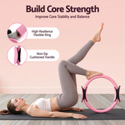 Everfit Pilates Ring Set for Women, 15pcs Home Workout Pilates Equipment with Ring, Ball, Yoga Socks, D-Ring etc. Pilates Starter Kit for Strength, Toning and Flexibility Pink