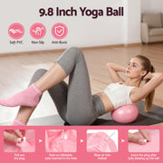 Everfit Pilates Ring Set for Women, 15pcs Home Workout Pilates Equipment with Ring, Ball, Yoga Socks, D-Ring etc. Pilates Starter Kit for Strength, Toning and Flexibility Pink